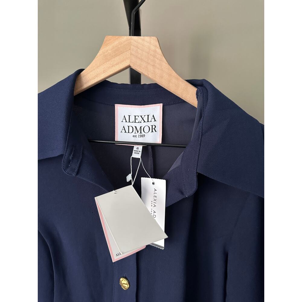 Alexia Admor Leland Shirt Navy Size 6 NWT - Picture 4 of 6